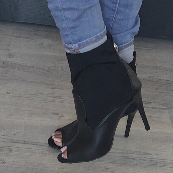 Black Scuba Open Toe Heel Size 8 - Picture 1 of 7